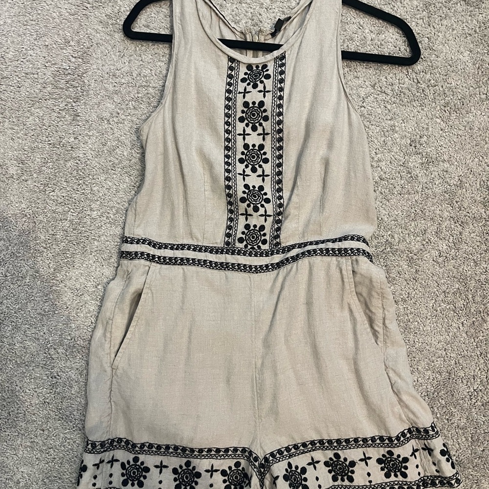 LOFT Cream Embroidered Romper